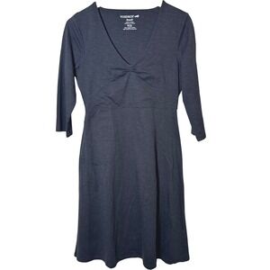 Toad&Co Womens Dress Small Heathered Black V-Neck 3/4 Sleeve Organic Cotton‎ Eco